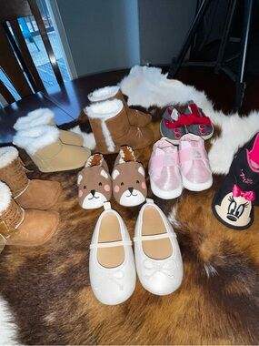 Baby Girls Assorted Shoe Lot- Booties, sneakers, and Mary Janes.